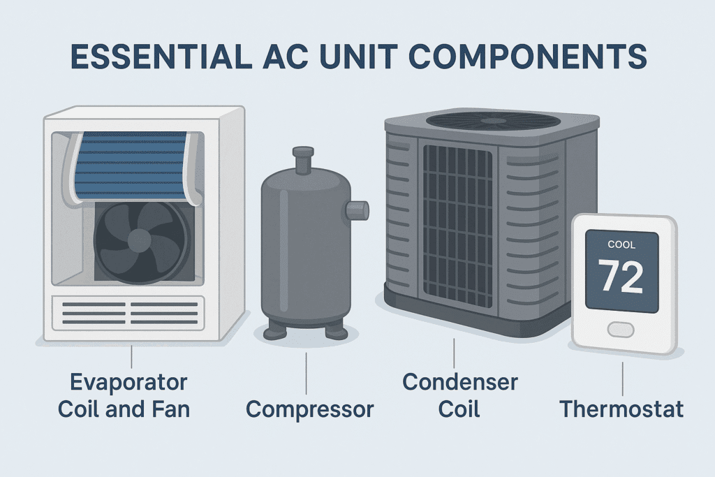 LC Heating And Air Conditioning LC Heating And Air Conditioning Emergency Repair Hollywood Understanding Essential AC Unit Components Understanding Essential AC Unit Components can empower you to make informed decisions about its maintenance and repair. It can also help you communicate more effectively with HVAC professionals when you need their services. AC smells Moldy,Musty AC odors,AC unit,AC system,HVAC