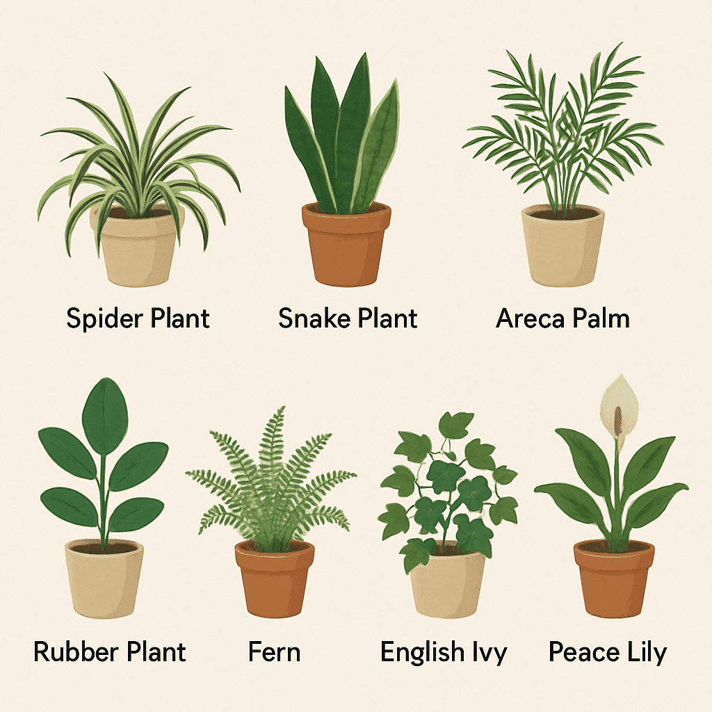 Different types of air purifying plants