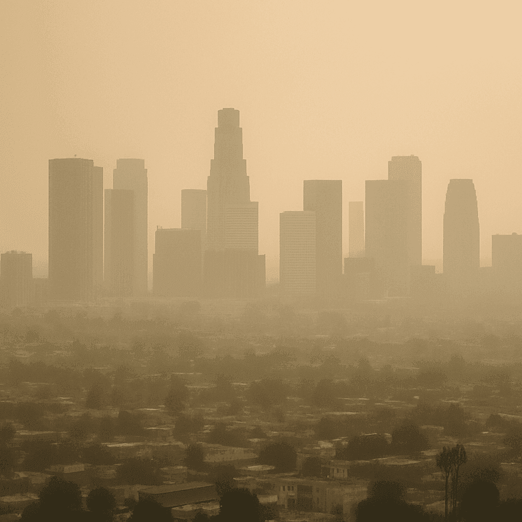 Los Angeles smoggy skyline highlighting air quality concerns