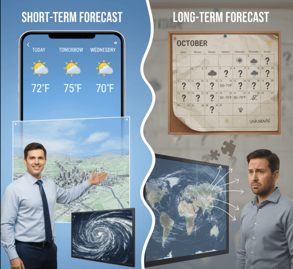 Short-term forecast and long-term forecast, 30-Day Weather Predictions