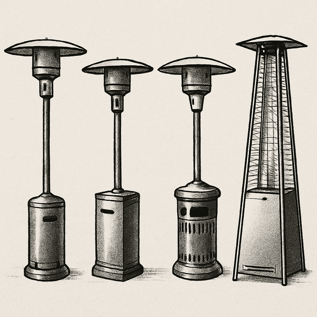 Types of natural gas patio heaters
