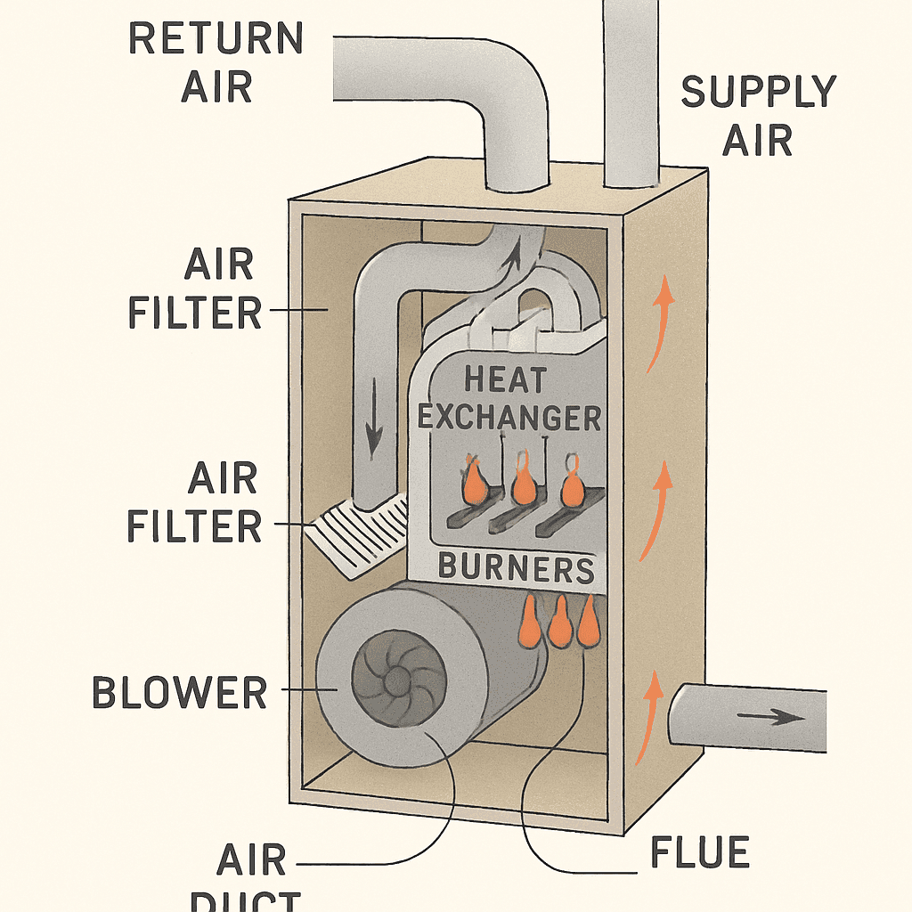 Diagram of an HVAC furnace system