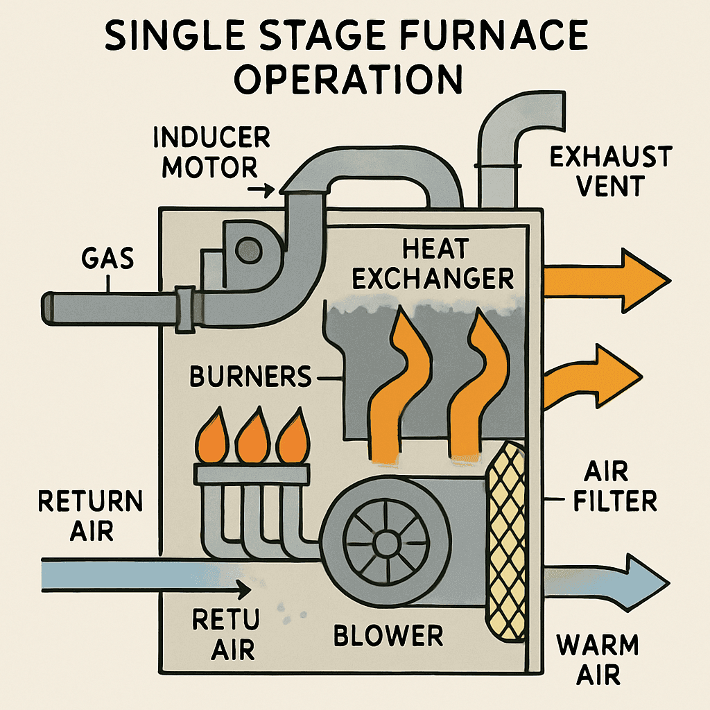 Diagram of Single Stage Furnace Operation