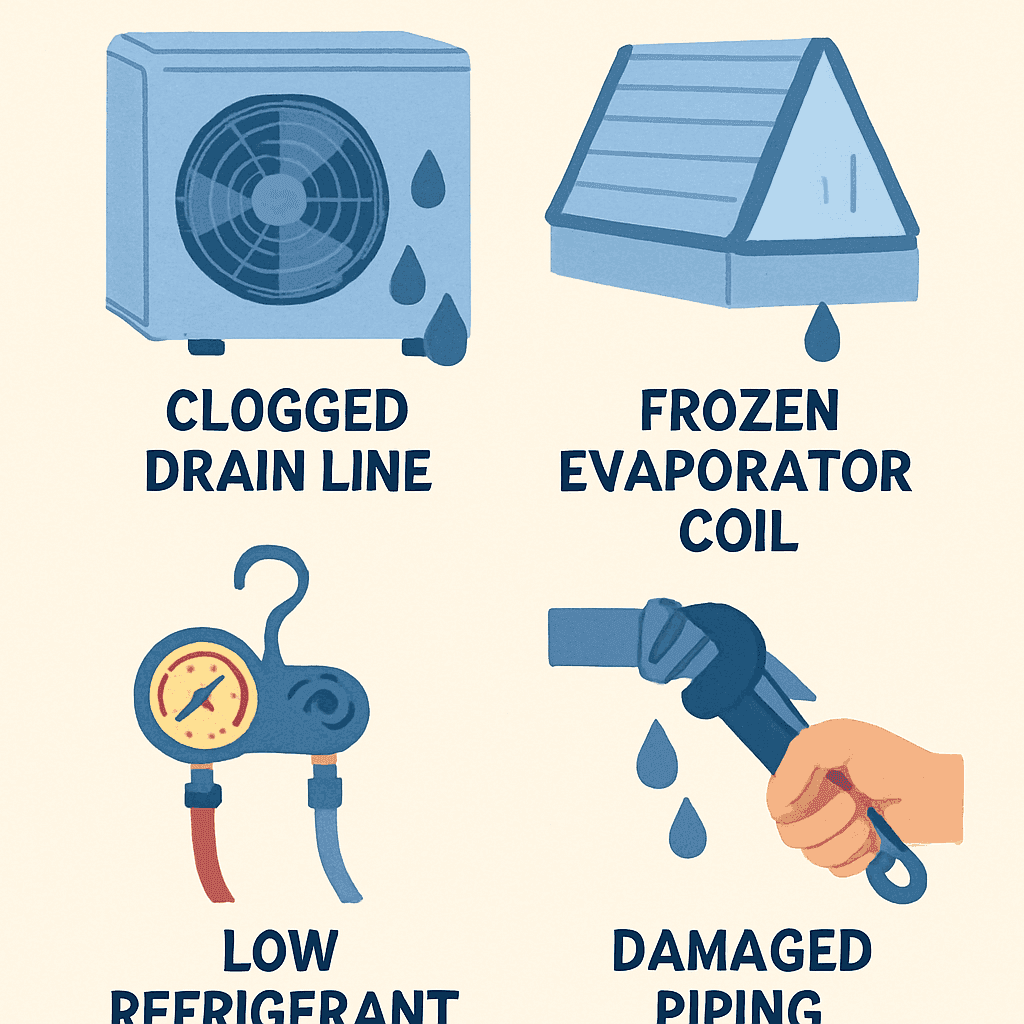 Diagram showing common causes of AC leaks